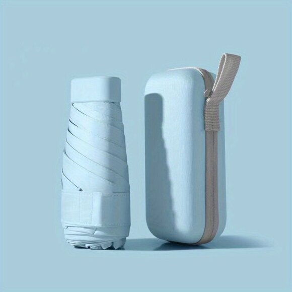 Travel Passions - Blue Mini Pocket Umbrella with Case - Picture 1 of 3